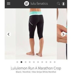 lululemon athletica size 4 run a marathon crop capris black and turquoise